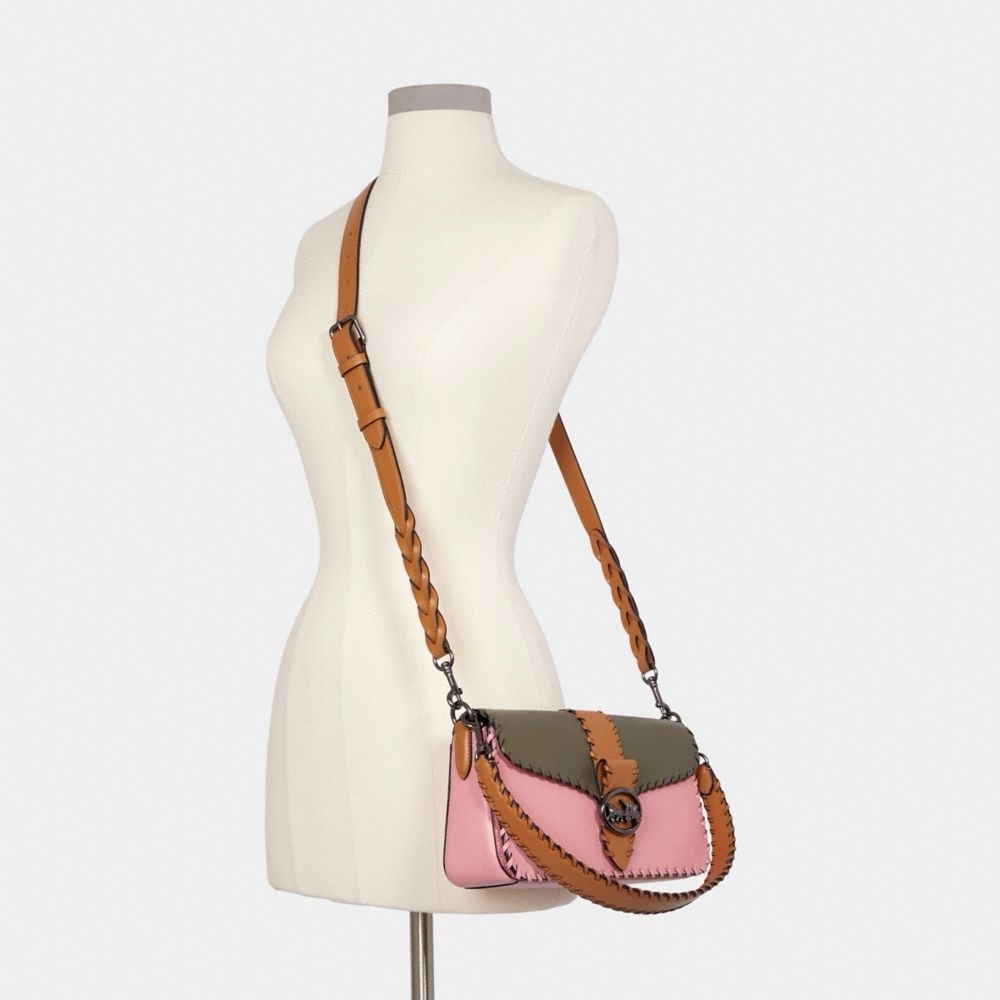 Coach Georgia colorblock Pink and Green Whipstitch Shoulder Bag